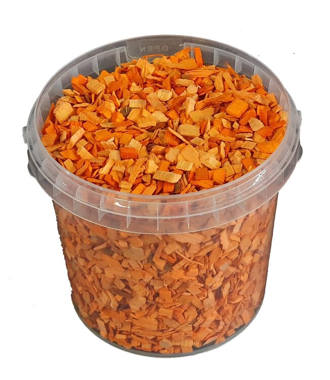 Decorative wood chips | 1 litre bucket | Colour: orange (x6)