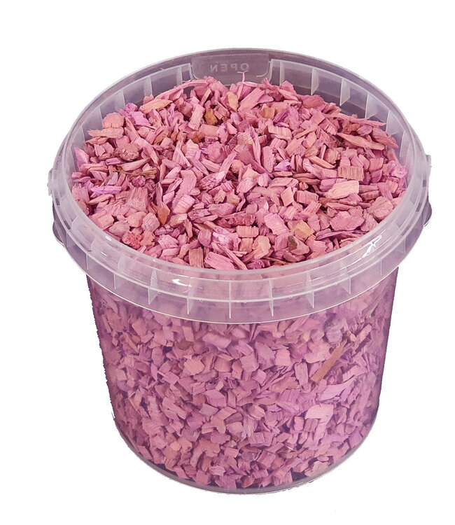 Decorative wood chips | 1 litre bucket | Colour: Pink (x6)