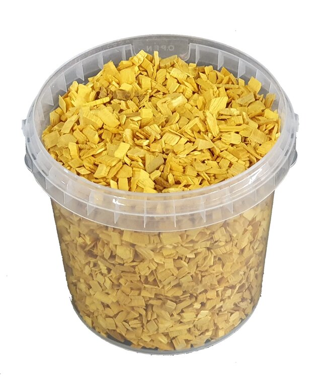 Decorative wood chips | 1 litre bucket | Colour: yellow (x6)