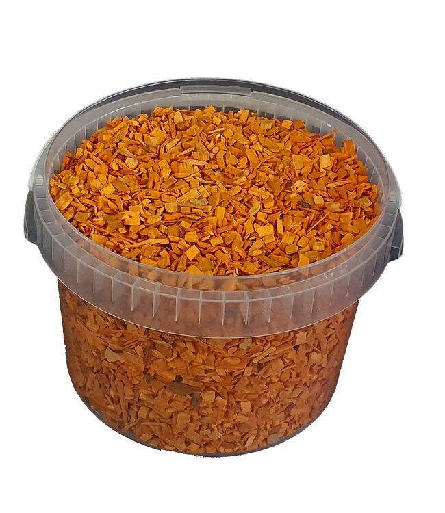 Decorative wood chips | 3 litre bucket | Colour: orange (x1)