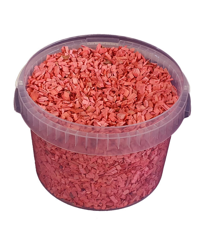 Decorative wood chips | 3 litre bucket | Colour: Pink (x1)