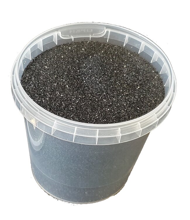 Fijne zwarte glitters | 400 gram in emmer | Maat: 1/64 - 0,6 mm - 15 Hex