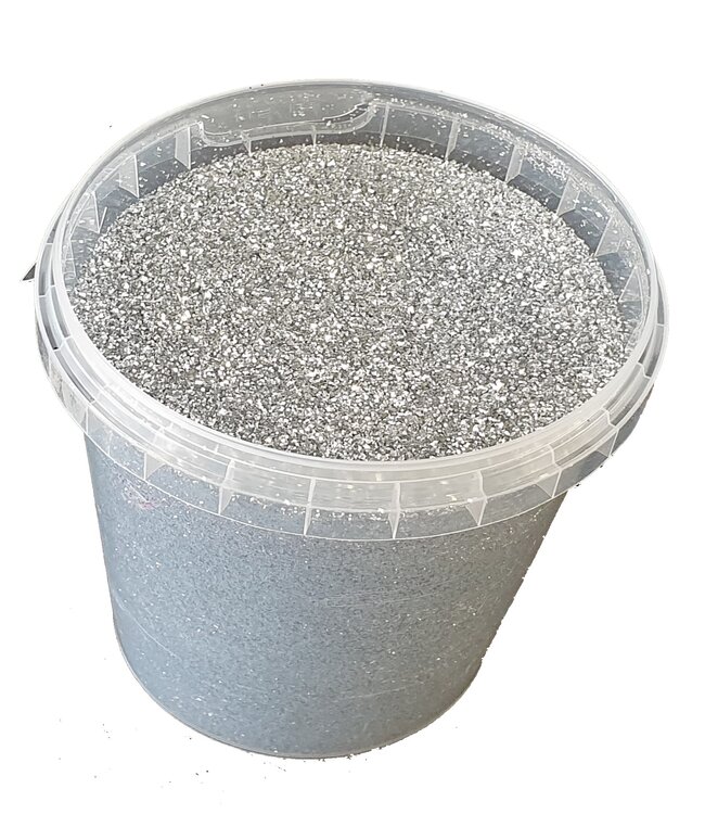 Fijne zilverkleurige glitters | 400 gram in emmer | Maat: 1/64 - 0,6 mm - 15 Hex