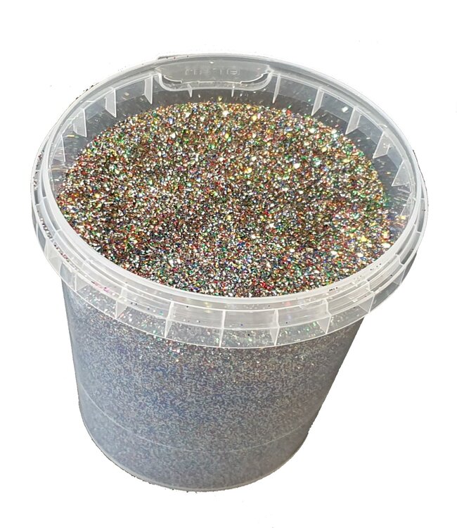 Fijne mulitimix glitters | 400 gram in emmer | Maat: 1/64 - 0,6 mm - 15 Hex