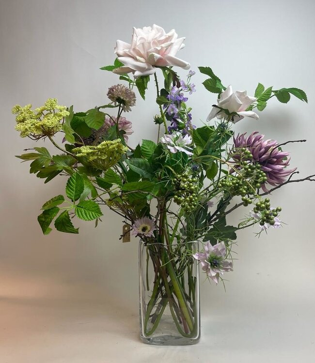 Boeket zijden bloemen "Pale & Purple" | Lichtpaarse zijden bloemen