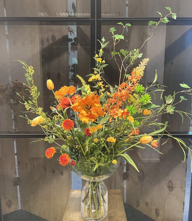 Bouquet de fleurs en soie "I'm on fire" | Fleurs en soie orange