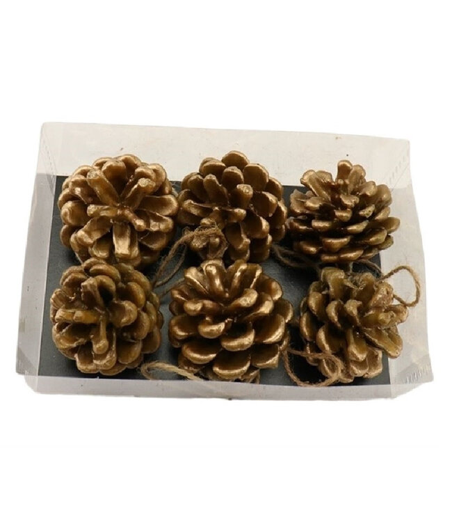 Gold-colored pine cones Deco pendant pine cone 6 centimeters | Per 6 pieces
