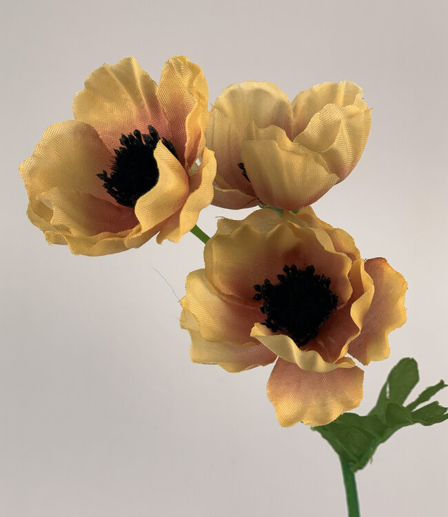 Gelbe Anemone | Kunstblume aus Seide | Länge 30 Zentimeter