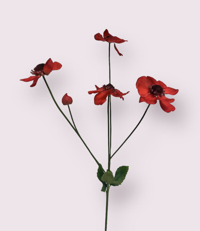 Red Anemone | Silk artificial flower | Length 73 centimeters