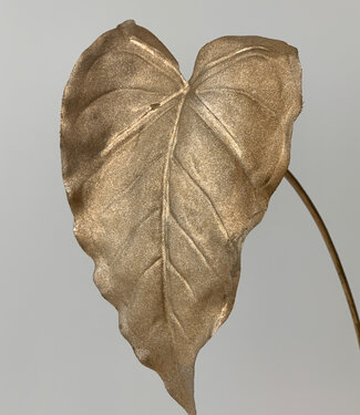 MyFlowers Goudkleurige Anthuriumblad | zijden kunstbloem | 50 centimeter