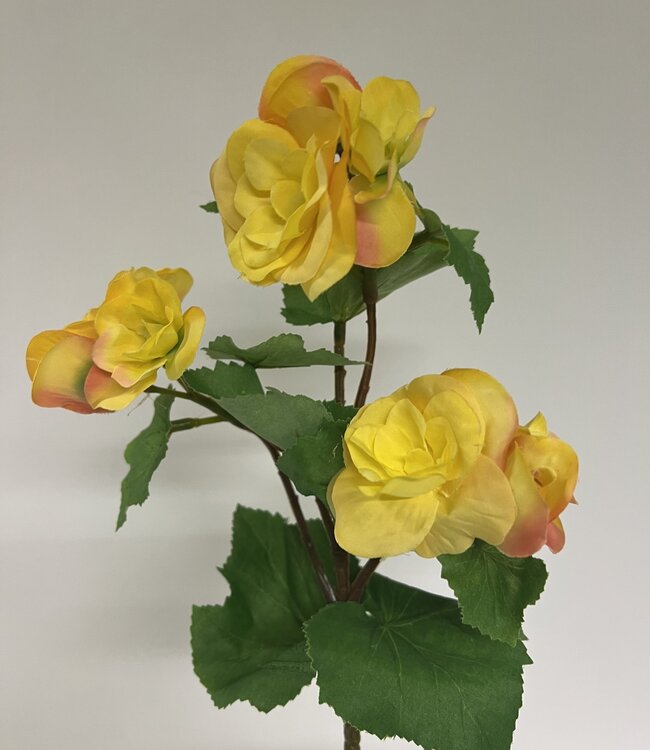 Yellow short Begonia | Silk artificial flower | Length 30 centimeters