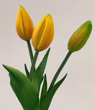 MyFlowers Yellow Bunch of Tulips | silk artificial flower | 25 centimeters