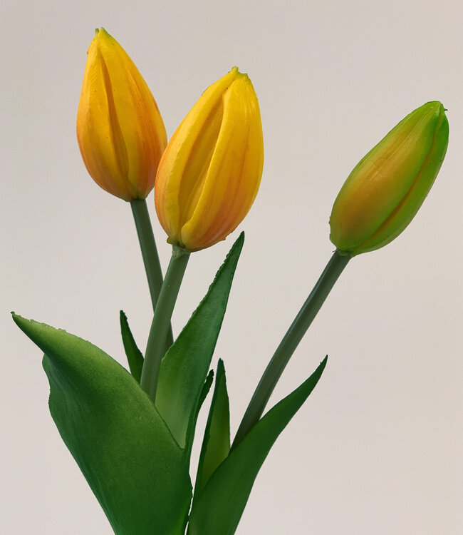 Bouquet jaune de tulipes | Fleur artificielle en soie | Longueur 25 centimètres