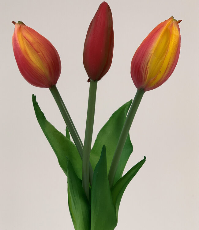 Strauß orangefarbener Tulpen | Kunstblume aus Seide | Länge 25 Zentimeter