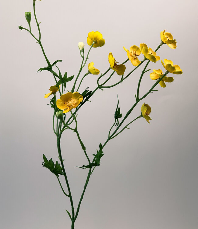 Gele Boterbloem | Zijden kunstbloem | Lengte 68 centimeter