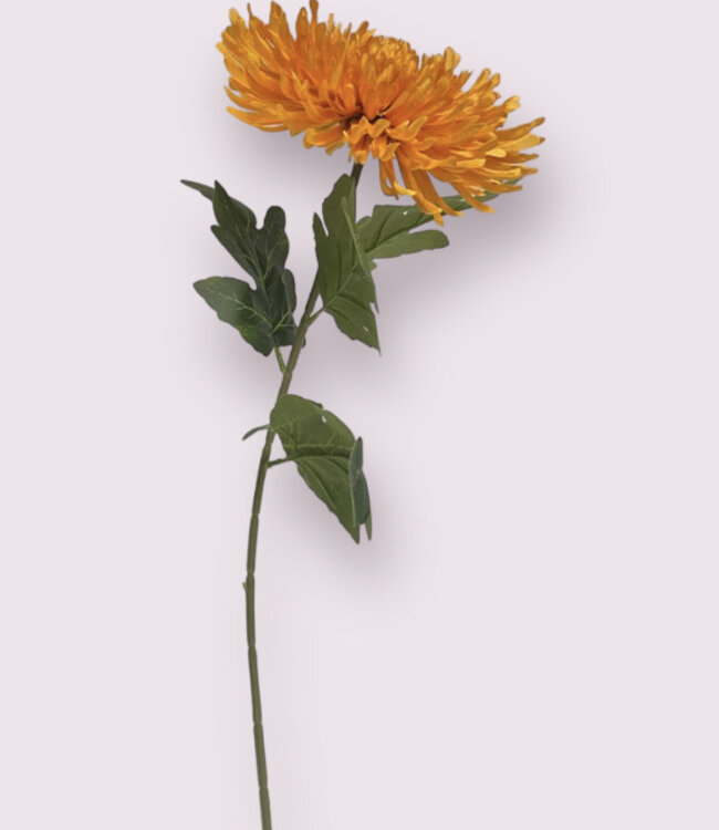 Oranje Chrysant | Zijden kunstbloem | Lengte 65 centimeter