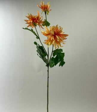 Silk Flowers by JJ Chrysanthème Orange 3X | fleur artificielle en soie | 70 centimètres