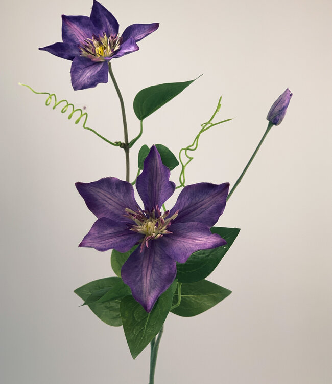 Lila Clematis | Kunstblume aus Seide | Länge 76 Zentimeter