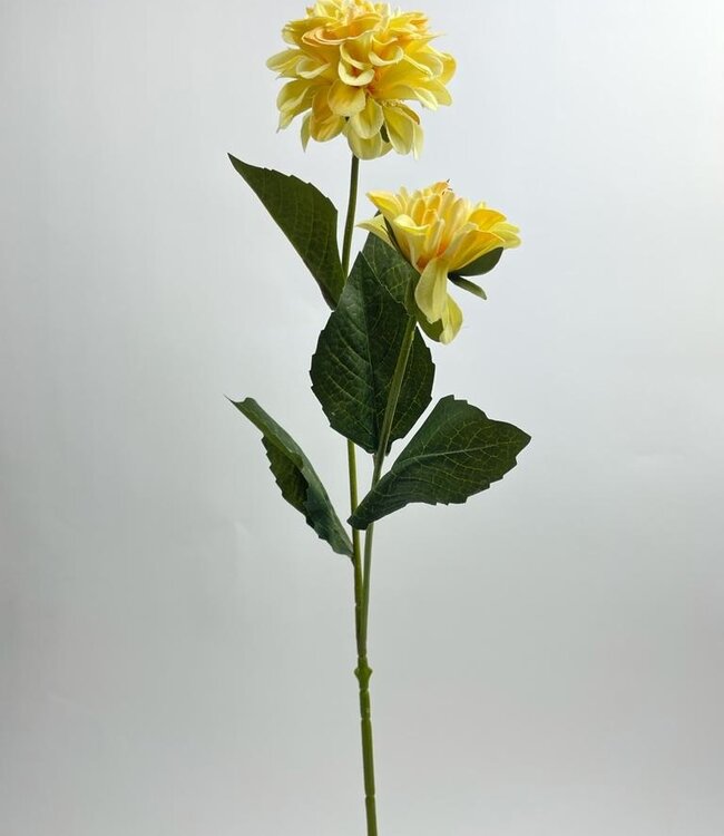 Dahlia jaune | Fleur artificielle en soie | Longueur 65 centimètres