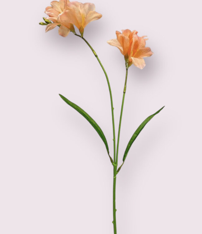 Salmon-colored Freesia | Silk artificial flower | Length 66 centimeters