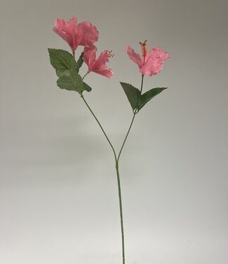 Silk Flowers by JJ Roze Hibiscus 3X | zijden kunstbloem | 66 centimeter