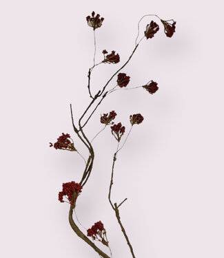 Silk Flowers by JJ Branche de bois rouge avec baies | fleur artificielle en soie | 80 centimètres