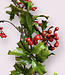 Red holly branch with berry | Silk artificial flower | Length 97 centimeters