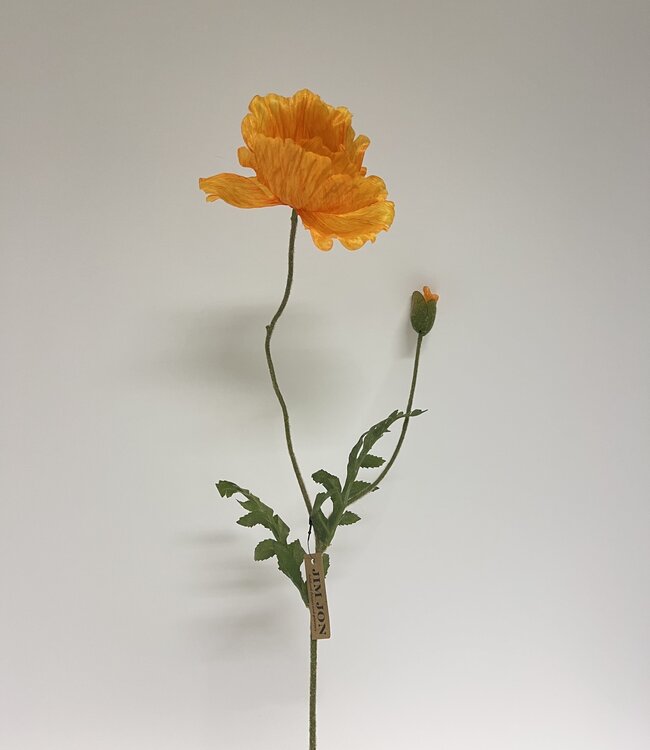 Coquelicot orange | Fleur artificielle en soie | Longueur 65 centimètres