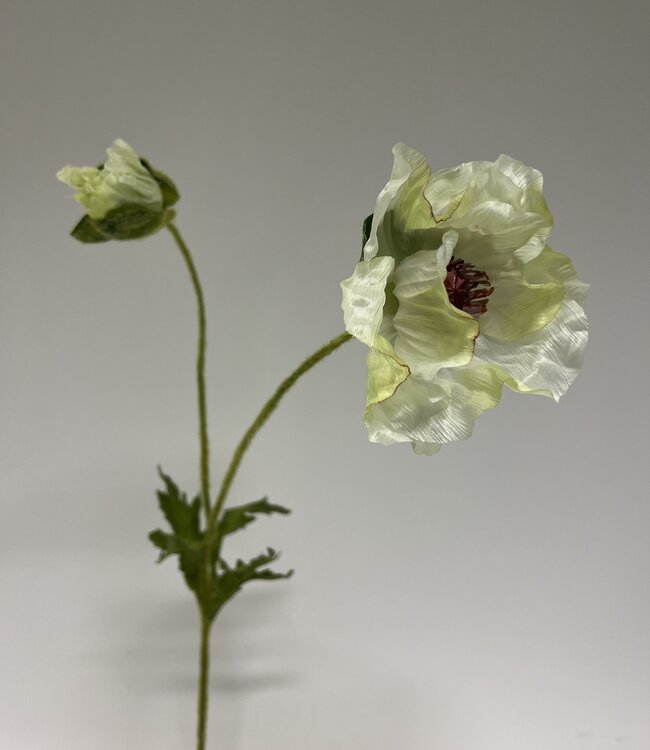 White Poppy | Silk artificial flower | Length 66 centimeters