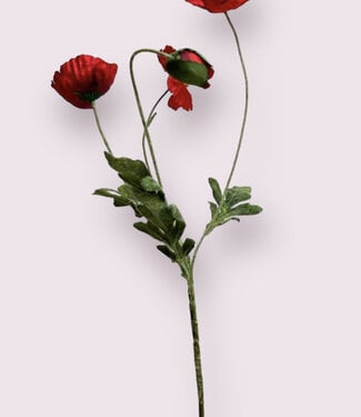 Red Poppy X4 | silk artificial flower | 60 centimeters