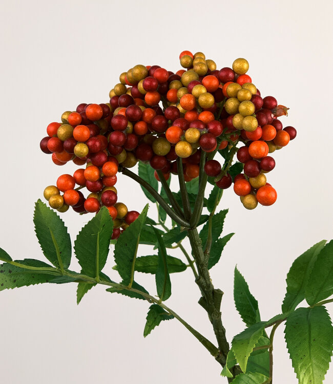 Orange-red Rowan Branch | Silk artificial flower | Length 60 centimeters