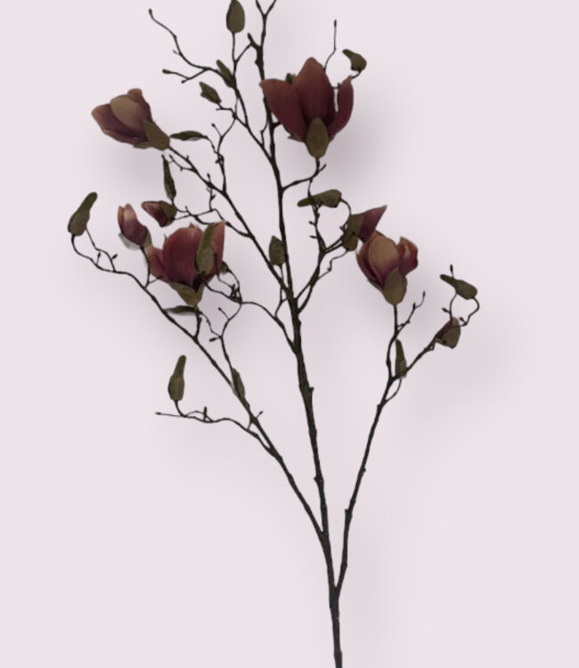 Branche de magnolia rose | Fleur artificielle en soie | Longueur 107 centimètres