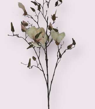 Branche de magnolia blanc | fleur artificielle en soie | 107 centimètres