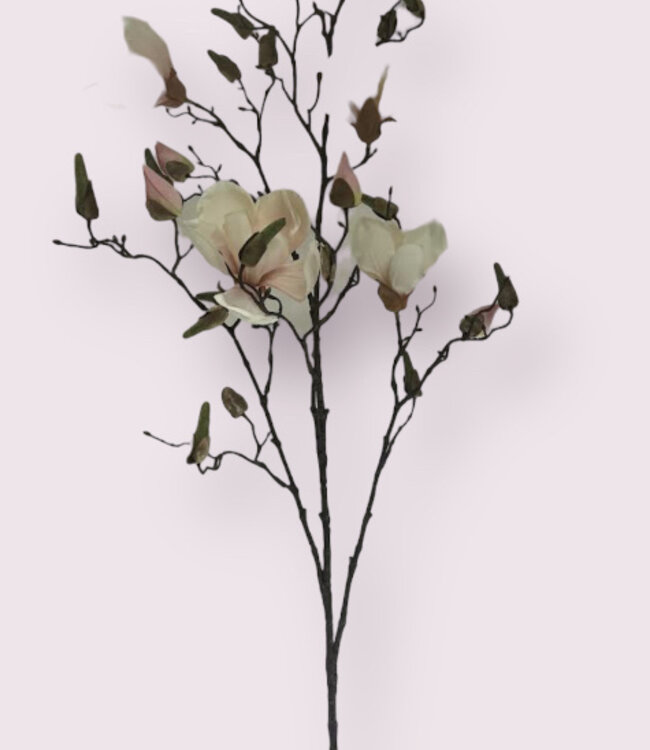 Branche de magnolia blanc | Fleur artificielle en soie | Longueur 107 centimètres