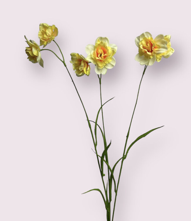 Jonquille jaune | Fleur artificielle en soie | Longueur 68 centimètres