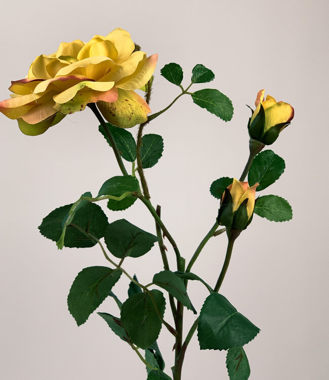Rose jaune | Fleur artificielle en soie | Longueur 70 centimètres