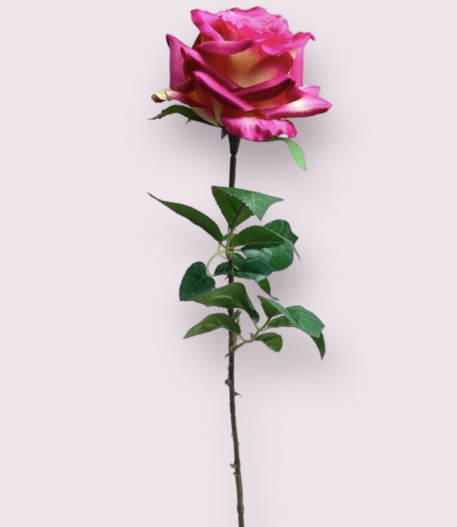 Rose Rose | Fleur artificielle en soie | Longueur 75 centimètres