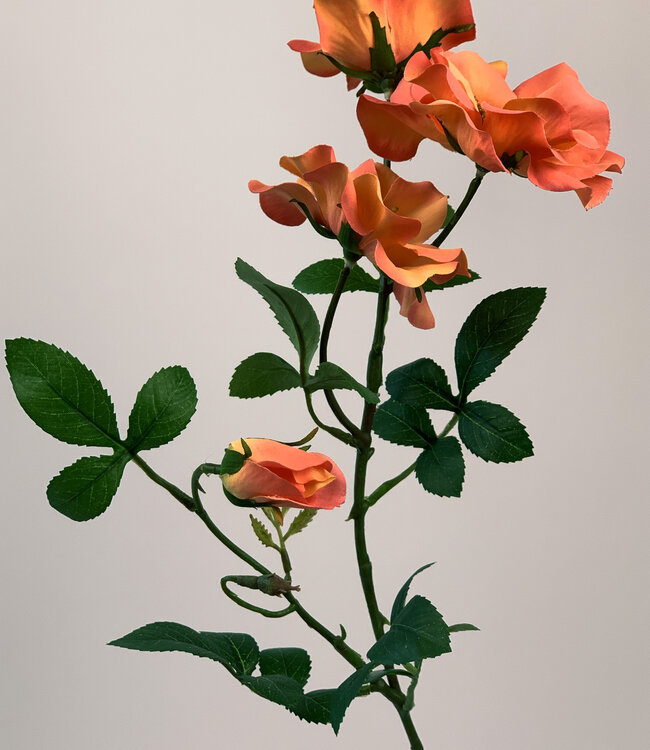 Orange-rosa Rose | Kunstblume aus Seide | Länge 60 Zentimeter