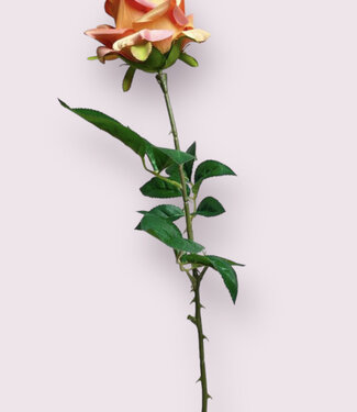 MyFlowers Zalmkleurige Roos | zijden kunstbloem | 75 centimeter