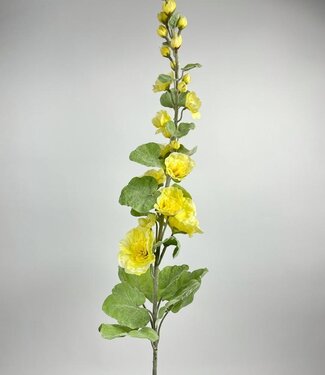 Silk Flowers by JJ Rose trémière jaune | fleur artificielle en soie | 115 centimètres