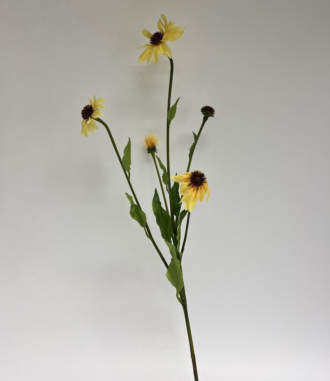 Gelber Sonnenhut | Kunstblume aus Seide | Länge 80 Zentimeter