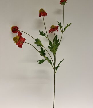 Rode Zonnekruid | zijden kunstbloem | 75 centimeter