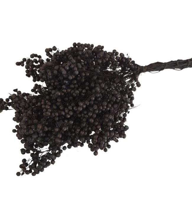 Gedroogde zwarte peperbessen per bos