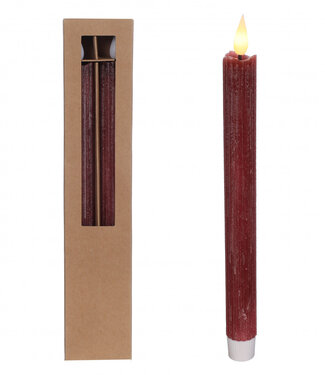 4A LED pencil candles bordeaux red | Diameter 2.1 centimetres | Height 25 centimetres | Excluding AAA batteries | Packed per 2 pieces