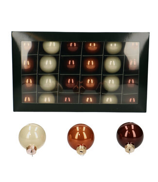 4A Mixed colours white and brown Christmas baubles | Diameter 40 millimetres | Per 48 pieces