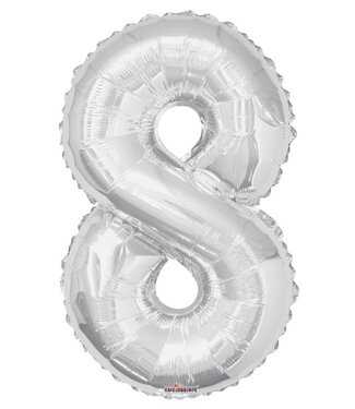 4A Ballon argenté figure 8 | Hauteur 85 centimètres | Par pièce