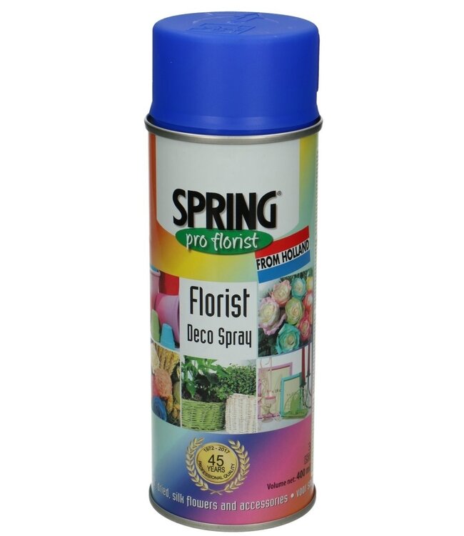 Peinture en aérosol bleu moyen | Contenu 400 millilitres | Spring Pro Florist deco spray | Peut être commandé par bombe aérosol