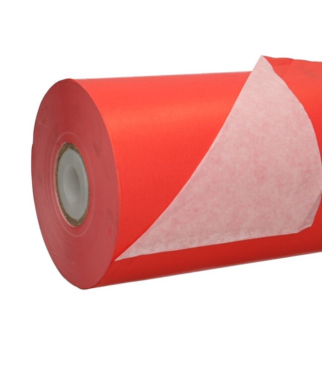 Roll red paper | Width 50 centimetres | Sheet weight 40 grams | Roll weight 7.5 kilograms | Order per roll