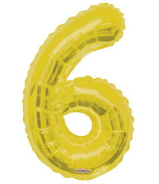 4A Gold coloured foil balloon numeral 6 | Height 85 centimetres | Per piece