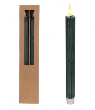 4A LED pencil candles dark green | Diameter 2.1 centimetres | Height 25 centimetres | Excluding AAA batteries | Per piece x 2